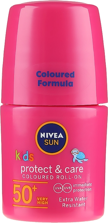 Kids Sunscreen Lotion - NIVEA Sun Kids Protect & Care Coloured Roll-on Pink SPF 50+ — photo N1