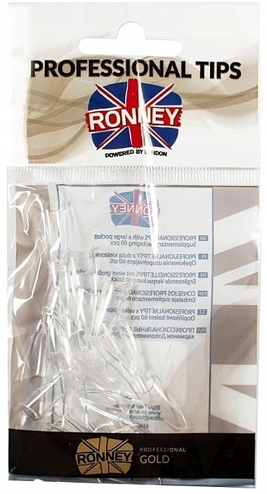 Nail Tips 'Sharp', size 8, transparent - Ronney Professional Tips — photo N1