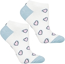 Fragrances, Perfumes, Cosmetics Women Short Socks CSD240-086, white with hearts - Moraj