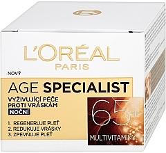 Fragrances, Perfumes, Cosmetics Anti-Wrinkle Night Cream 65+ - L'Oreal Paris Age Specialist 65+ Anti Wrinkle Night Cream