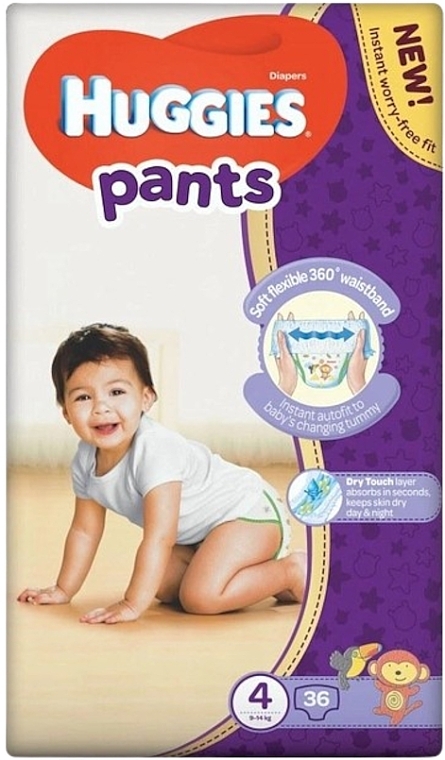 Pants Diapers, size 4, 9-14 kg, 36 pcs. - Huggies — photo N1