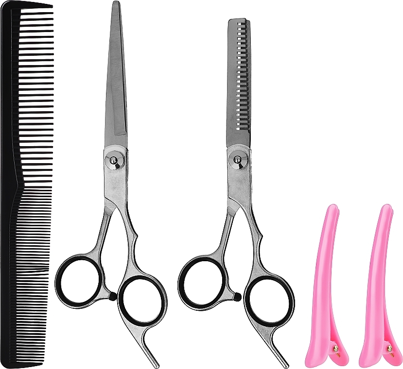 Set - Lewer (scissors/2pcs + hairclip/2pcs + brush + case) — photo N1