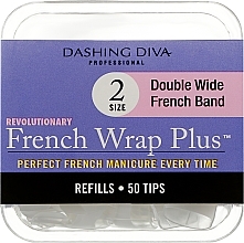 Wide Tips 'French Smile+' - Dashing Diva French Wrap Plus Double Wide White 50 Tips (Size 2) — photo N5