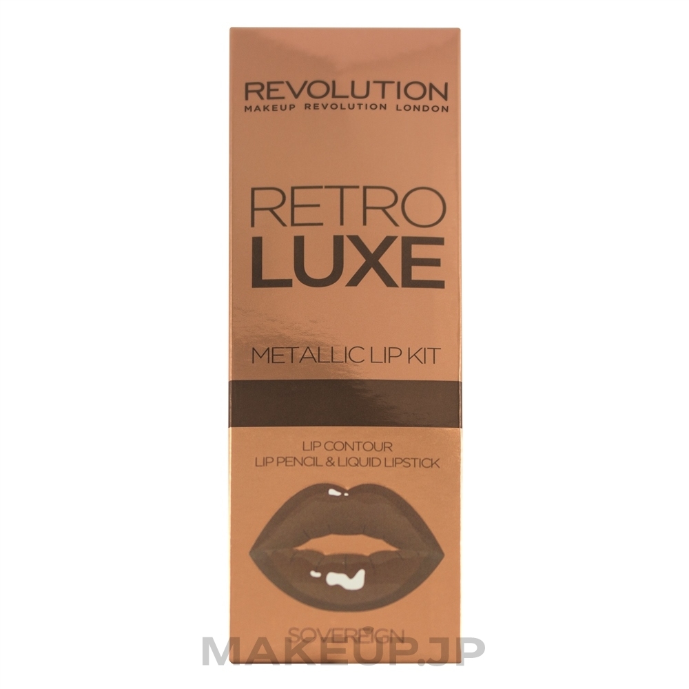 GIFT! Lip Makeup Kit - Makeup Revolution Retro Luxe Kits Metallic (lipstick/5.5ml + l/pencil/1g) — photo Sovereign