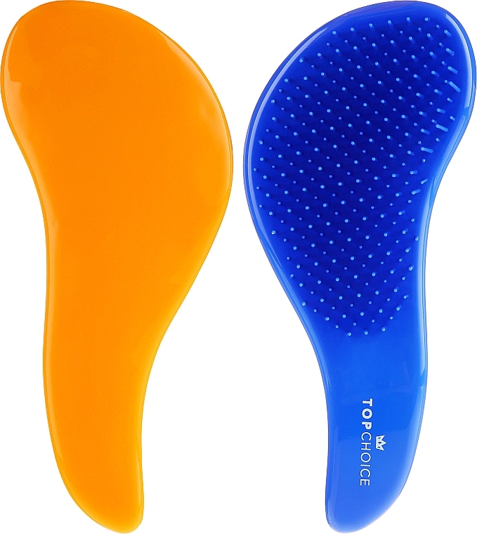 Hair Brush "Detangler", 63831, orange with blue - Top Choice — photo N1