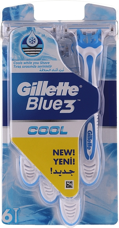 Disposable Shaving Razor Set, 6 pcs - Gillette Blue 3 Cool — photo N1