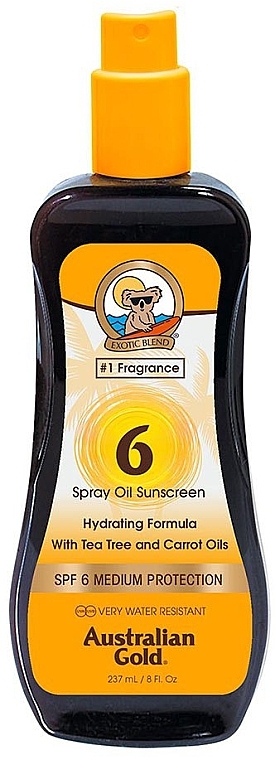 Tanning Oil Spray - Australian Gold Tea Tree&Carrot Oils Spray SPF6 — photo N1