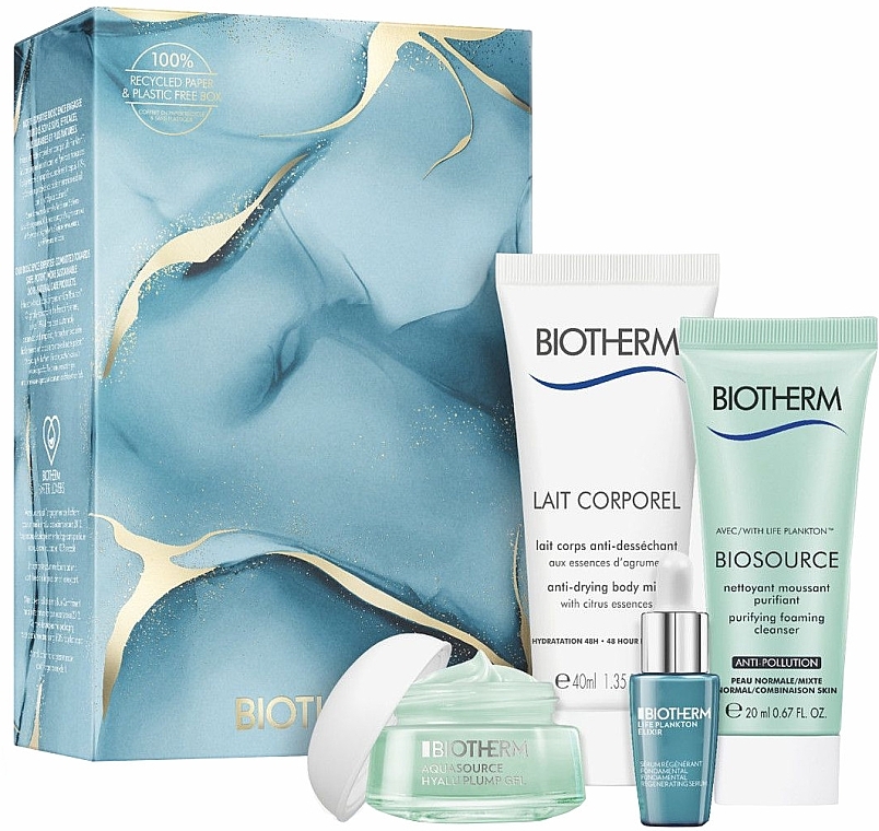 Set - Biotherm Aquasource (f/gel/15ml + f/ser/7ml + sh/milk/40ml + f/cleanser/20ml) — photo N1