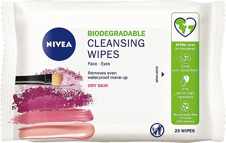 Soothing Makeup Remover Biodegradable Wipes - Nivea Biodegradable Cleansing Wipes 3in1 — photo N1