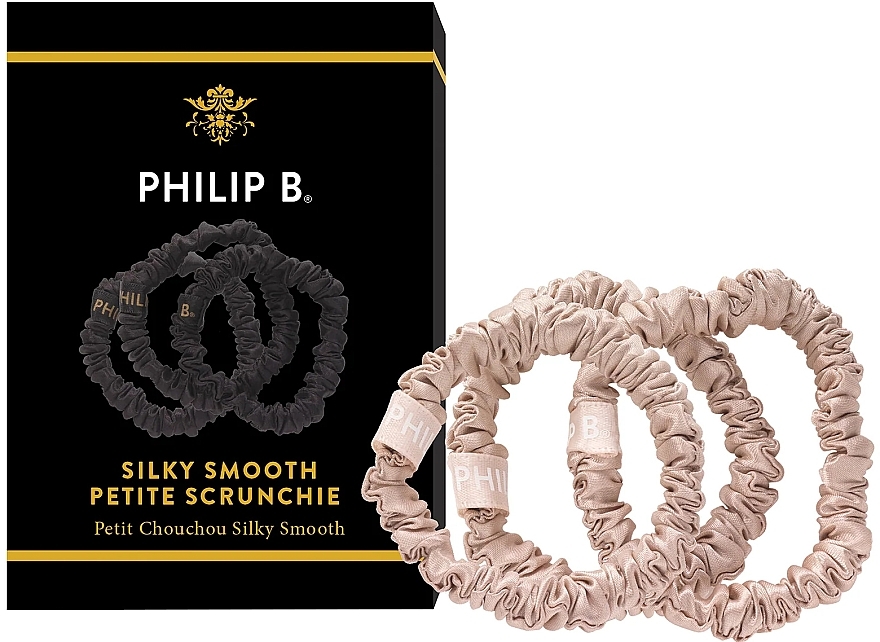 Hair Ties, 3 pcs, champagne - Philip B Silky Smooth Petite Scrunchie — photo N7