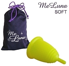 Menstrual Cup with Stem, M size, yellow - MeLuna Soft Menstrual Cup Stem — photo N1