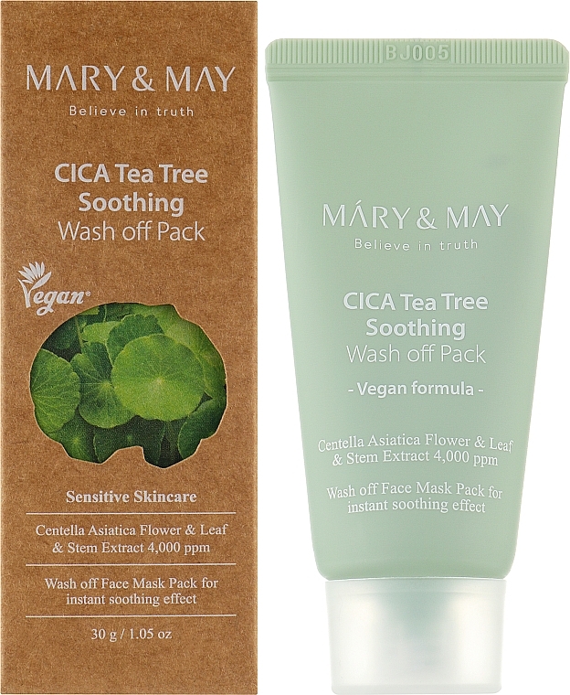 Soothing Face Cleansing Mask - Mary & May Cica Tea Tree Soothing Wash Off Pack — photo N3