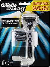 Fragrances, Perfumes, Cosmetics Razor with 3 Refill Cartridges - Gillette Mach 3