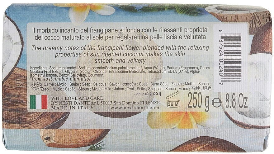 Soap ‘Coconut and Jasmine’ - Nesti Dante Paradiso Tropicale St. Barths Coconut & Frangipane Soap — photo N2