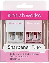 Sharpener Set, white and pink - Brushworks Cosmetic Pencil Sharpener Duo — photo N1