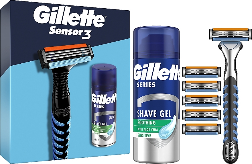 Beauty Set - Gillette Sensor 3 (razor/1pc + foam/75ml + refil/5pcs) — photo N1