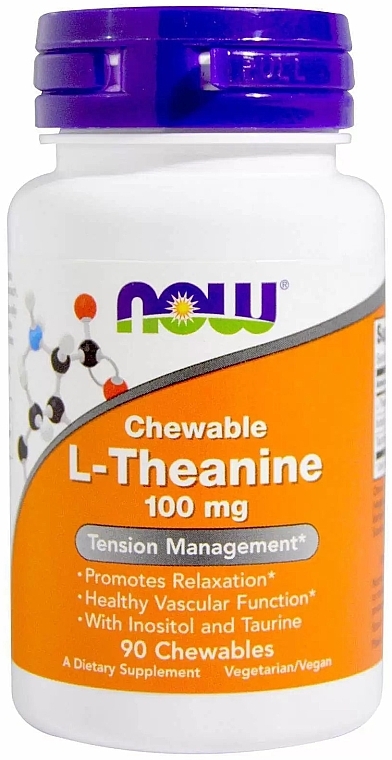 Dietary Supplement "L-Theanine", 100mg - Now Foods L-Theanine Chewables — photo N1