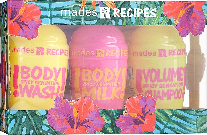 Set "Spicy Sensation" - Mades Cosmetics Recipes Spicy Sensation (shm/100ml + sh/gel/100ml + b/milk/100ml) — photo N1