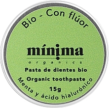 Fluoride Toothpaste with Mint & Hyaluronic Acid, 15 g - Minima Organics Natural Toothpaste Mint With Fluoride — photo N1