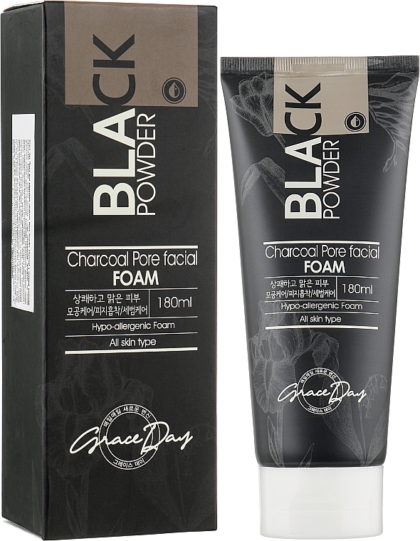 Black Charcoal Face Cleansing Foam - Grace Day Black Powder Charcoal Pore Facial Foam — photo N2