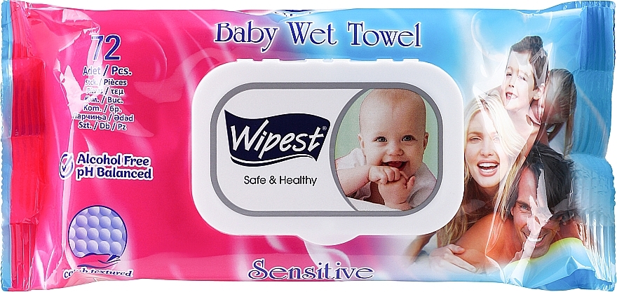 Baby Wet Wipes 'Sensitive', 72 pcs. - Wipest Safe & Healthy Wet Towel — photo N1