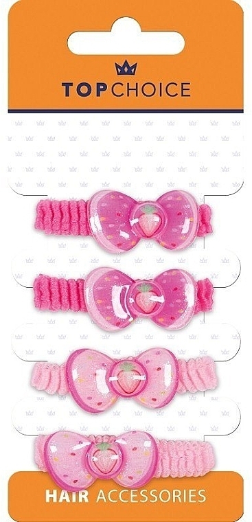 Hair Ties "Strawberry", 25716, raspberry and pink - Top Choice — photo N1