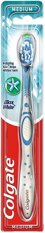 Toothbrush Medium "Max White", green - Colgate Max White Medium With Polishing Star — photo N1