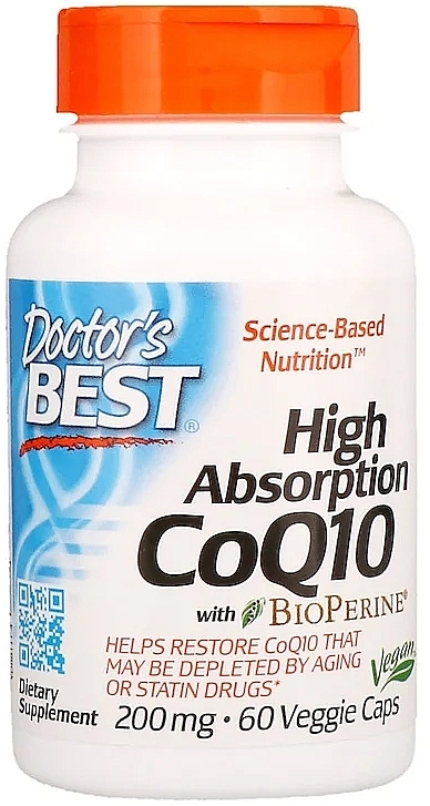 High Absorption Coenzyme Q10 with BioPerine, 200 mg, veg capsules - Doctor's Best — photo N1