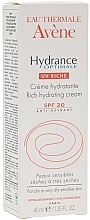 Fragrances, Perfumes, Cosmetics Moisturizing Protection Cream - Avene Hydratation Hydrance Optimale Riche UV20