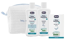 Set - Chicco Beauty With Zip Baby Moments Light Blue (b/wash/200ml+sham/200ml+soap/100g) — photo N1