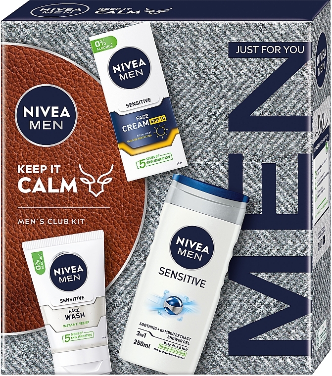 Set - NIVEA MEN Keep It Calm 2024 (f/cr/75ml + f/gel/100ml + sh/gel/250ml) — photo N1