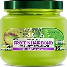 Fragrances, Perfumes, Cosmetics Hydrating Mask for Curly Hair - Garnier Fructis Nutri Curls Protein Hair Bomb Ultra Moisturizing Mask