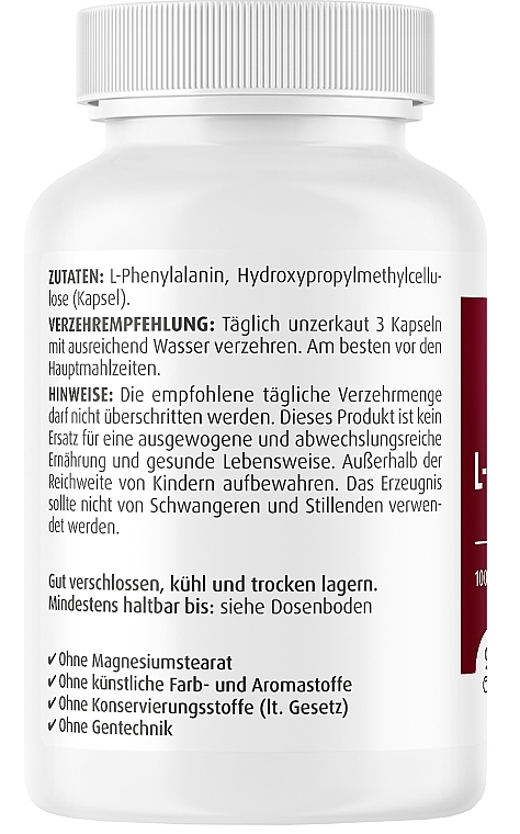 Dietary Supplement "L-Phenylalanine", 500 mg - ZeinPharma — photo N2