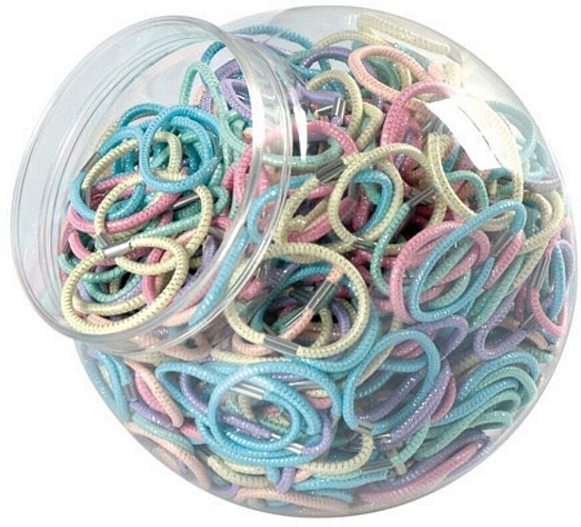 Colorful Hair Bands Set 'Pastel', 42089, 600 pcs - Top Choice Hair Bands With Metal Clip — photo N1