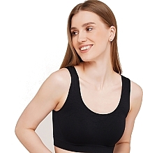 Seamless Tank Top with Wide Straps, black - Giulia — photo N2