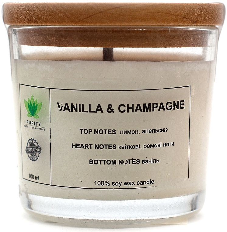 Scented Candle in Glass "Vanilla & Champagne" - Purity Candle — photo N1