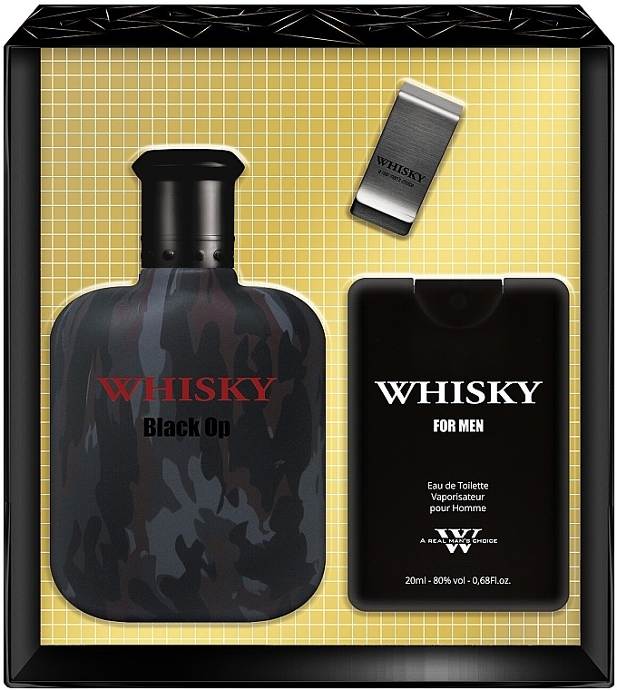 Evaflor Whisky Black Op - Set (edt/100ml+edt/20ml+money/clip) — photo N1