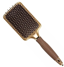 Hair Brush - Olivia Garden Expert Care Rectangular Nylon Gold&Brown — photo N1