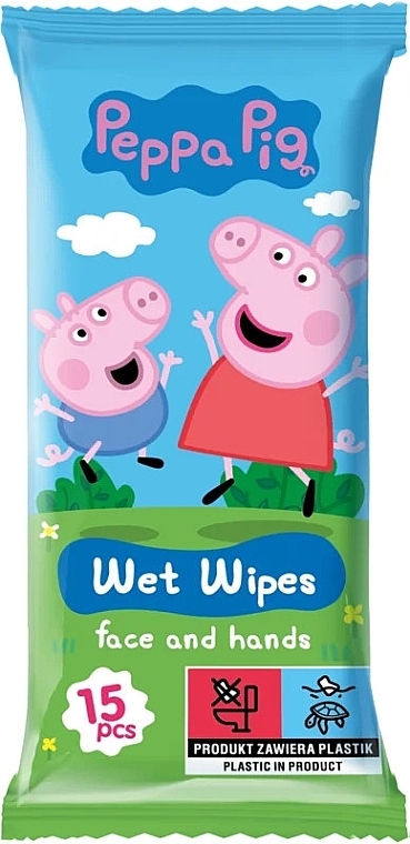 Wet Wipes with Strawberry Scent, 15 pcs - Peppa Pig Wet Wipes Face and Hands — photo N1