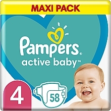 Fragrances, Perfumes, Cosmetics Diapers 'Pampers Active Baby' 4 (9-14 kg), 58 pcs - Pampers