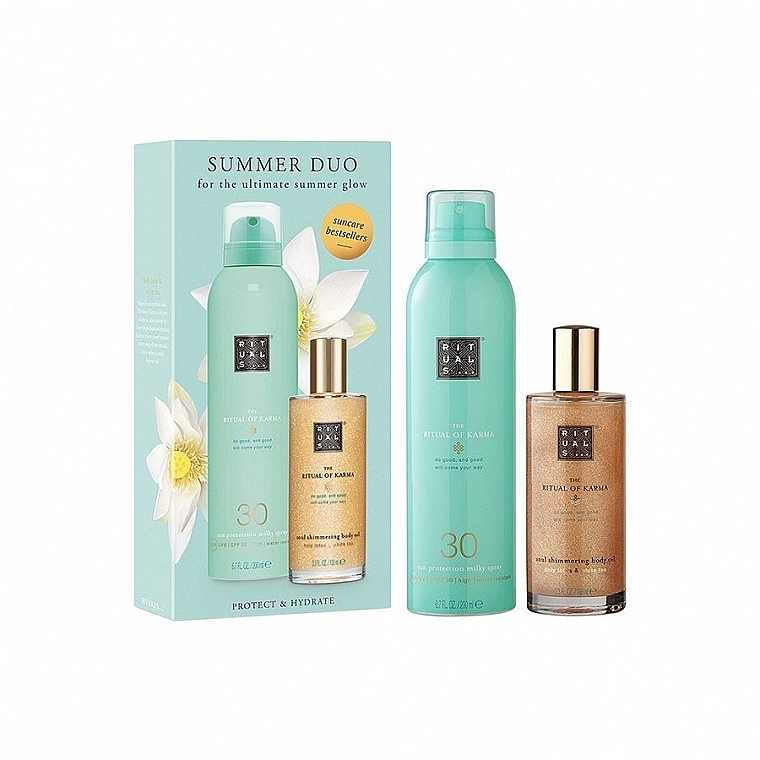 Set - Rituals The Ritual of Karma Suncare Set (b/spray/200ml + b/oil/100ml) — photo N1