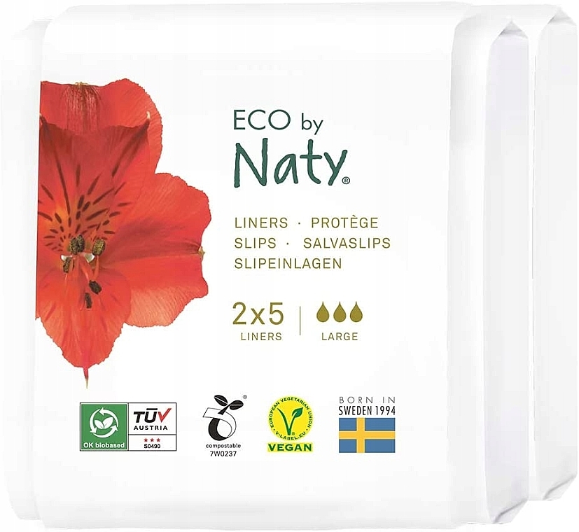 Panty Liners, 10 pcs - Eco by Naty Large Travel Pack Liners — photo N1