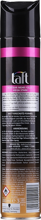 Keratin Hair Spray, Mega Hold - Schwarzkopf Taft Powerful Age Hairspray — photo N2