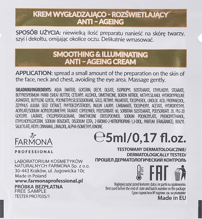 Softening & Brightening Face Cream - Farmona Professional Retin Gold Bioactive Firming Gold Concentrate (sample) — photo N2