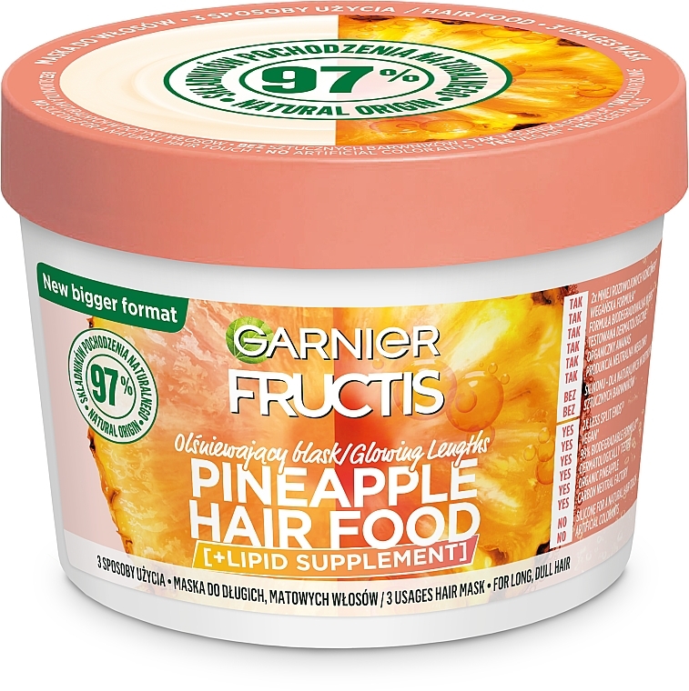Pineapple Mask for Long & Dull Hair - Garnier Fructis Hair Food Pineapple — photo N1