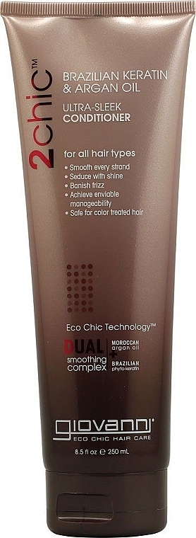 Hair Conditioner - Giovanni 2chic Ultra-Sleek Conditioner Brazilian Keratin & Argan Oil — photo N1