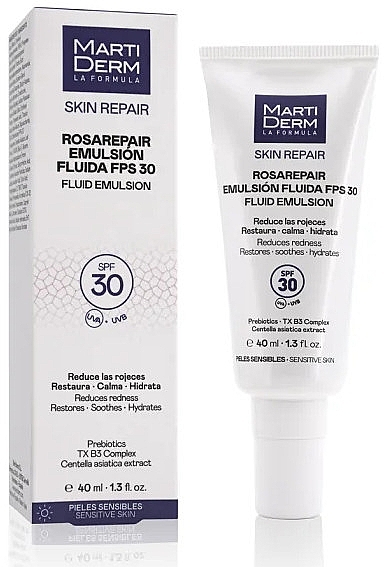 Irritated & Sensitive Skin Fluid Emulsion - Martiderm Skin Repair Rosarepair Fluid Emulsion SPF30+ — photo N2