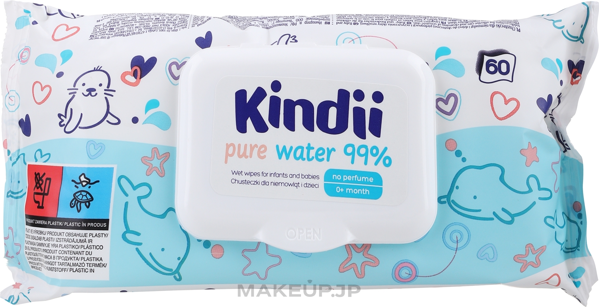 Kids Wet Wipes, 60 pcs - Kindii Pure Water 99% — photo 60 szt.