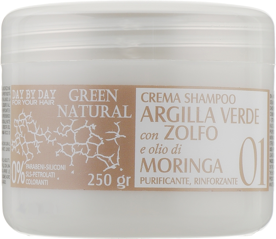 Cream Shampoo with Green Clay, Bio Sulfur & Moringa Oil - Alan Jey Green Natural Cream-Shampoo — photo N2