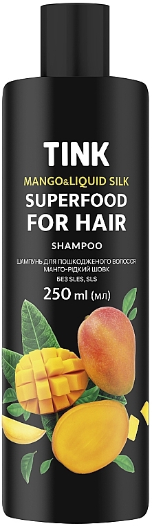 Mango & Liquid Silk Shampoo for Damaged Hair - Tink SuperFood For Hair Mango & Liquid Shampoo — photo N1